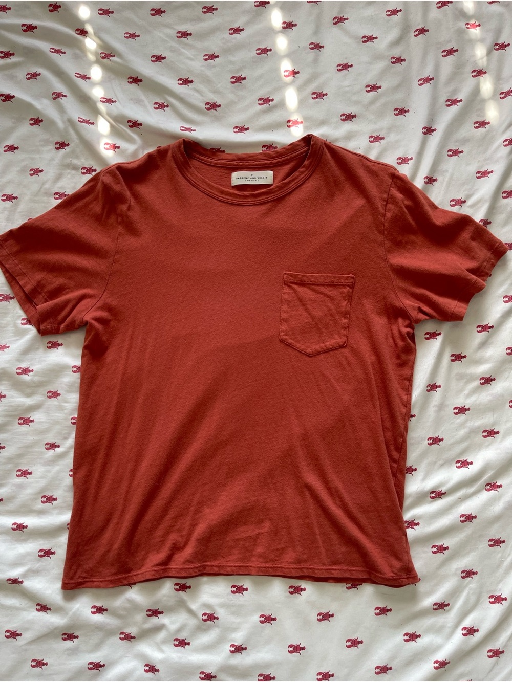 Imogene + Willie Rust Knit Pocket Crew Tee